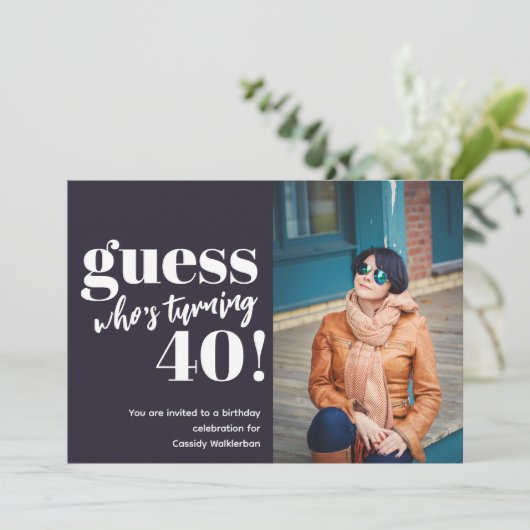 写真はっきりした40歳の誕生日 招待状 (スタンド正面)