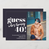 写真はっきりした40歳の誕生日 招待状 (正面/裏面)