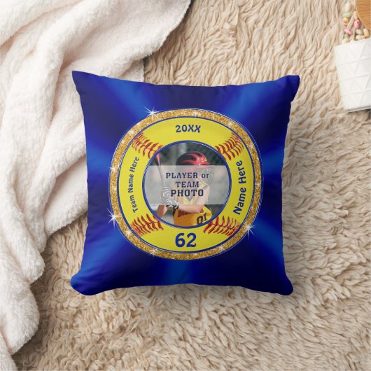 写真はソフトボール年長夜ギフトのアイディアを個人化します クッション (ブランケット)