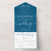 写真はバックシンプルモダンーミコノスブルー結婚ズ オールインワン招待状 (内側)