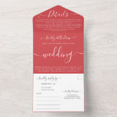 写真はバックシンプルモダンー・ラッシェ結婚ル・レッド オールインワン招待状 (内側)