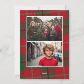 写真は巨大なメリークリスマスレッドグリーンプレイド シーズンカード (裏面)