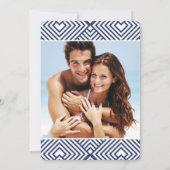 写真は日付を保シンプル存GEOモダンのネイビ結婚ー 招待状 (裏面)