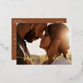 写真は日付を保存ホイル葉書 – Terracotta 箔シーズンポストカード (正面/裏面)