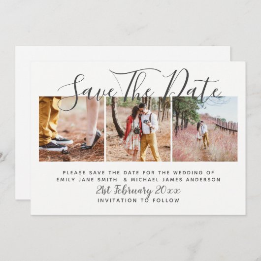 写真は日付を保存モダン結婚する 招待状 (正面/裏面)