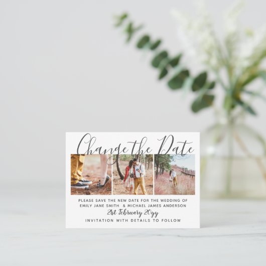写真は日付を変更する小さなエレガントな結婚式 コーリングカード (スタンド正面)