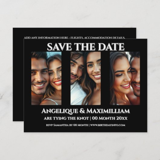 写真は日付カードを3枚エレガントのモダン写真を保存 ポストカード (正面/裏面)