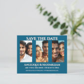 写真は日付カードエレガントをモダン3枚の青で保存 ポストカード (スタンド正面)