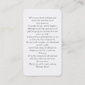 写真は永遠に私たちのハート葬儀祈りの言葉カード 名刺 (裏面)