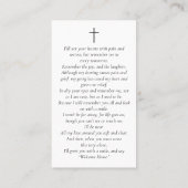 写真は永遠に私たちのハート葬儀祈りの言葉カード 名刺 (裏面)