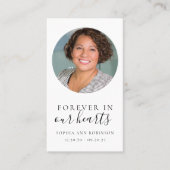 写真は永遠に私たちのハート葬儀祈りの言葉カード 名刺 (正面)