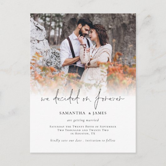 写真は永遠に結婚式の日付を保存 ポストカード (正面)