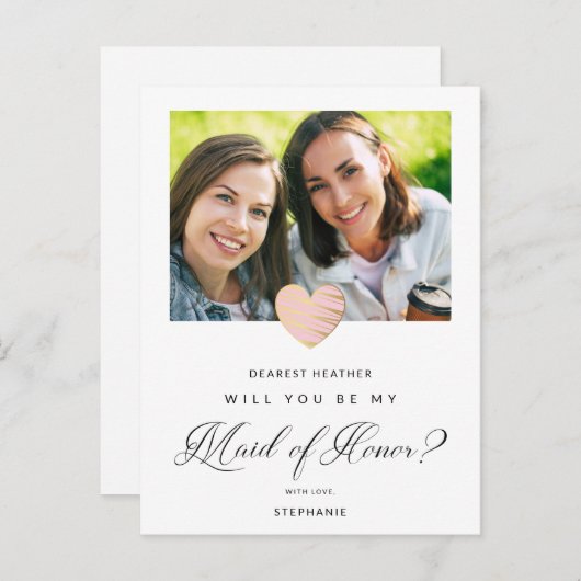 写真は私のメイド・オブ・オーナー(花嫁付き添い人)ピンクハート ポストカード (正面/裏面)
