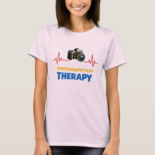 写真は私の癒し 心臓の鼓動 カメラ グラフィック Tシャツ (正面)