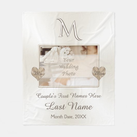 写真は結婚のためのモノグラムのな毛布を個人化します フリースブランケット (正面)