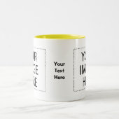 写真は襲います- 2調子のテンプレート15ozを黄色にして下さい ツートーンマグカップ (中央)