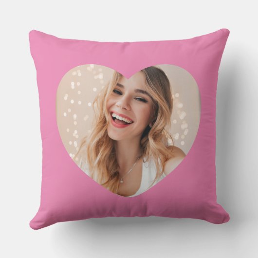 写真は顔のハートパーソナライズされたピンク クッション (裏面)