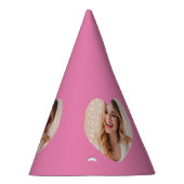 写真は顔のハートパーソナライズされたピンク パーティーハット (右)