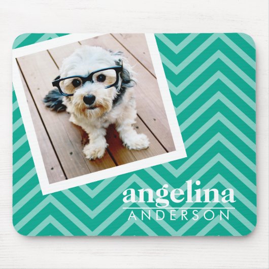 写真はChevronパタモダンーンと名前をカスタムする マウスパッド (正面)