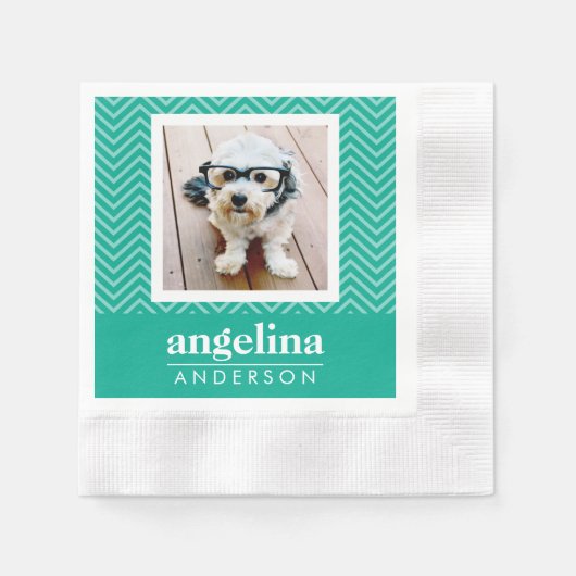 写真はChevronパタモダンーンと名前をカスタムする 縁ありカクテルナプキン (正面)