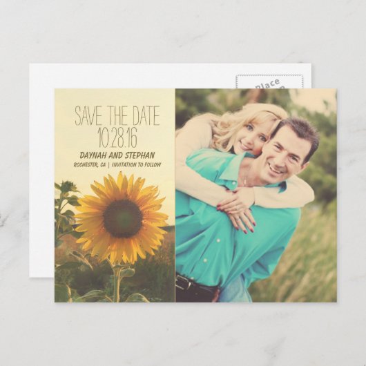 写真ひまわりの日付を保存 案内ポストカード (正面/裏面)