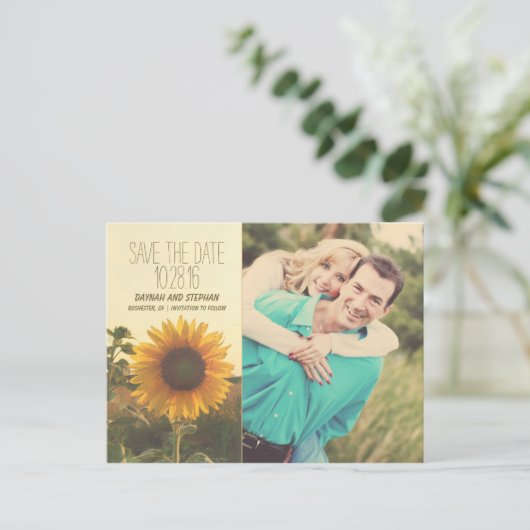 写真ひまわりの日付を保存 案内ポストカード (スタンド正面)