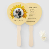 写真ひまわり素朴な結婚式は日付を保存 ハンドファン (正面&裏面)