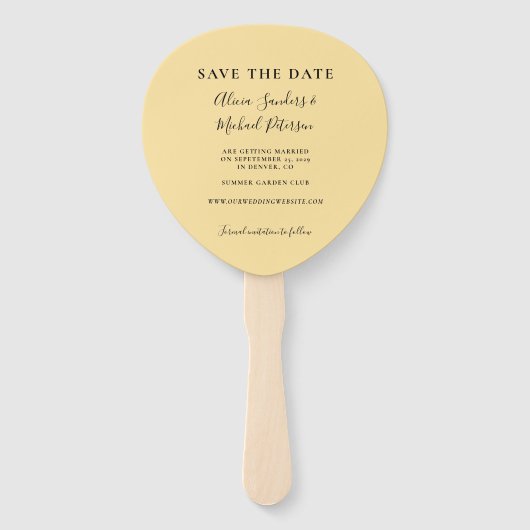 写真ひまわり素朴な結婚式は日付を保存 ハンドファン (裏面)