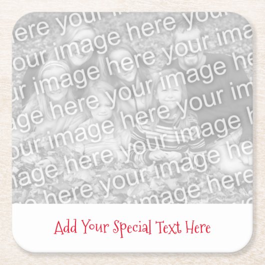 写真またはカスタム画像メッセージの作成紙コースター スクエアペーパーコースター (正面)