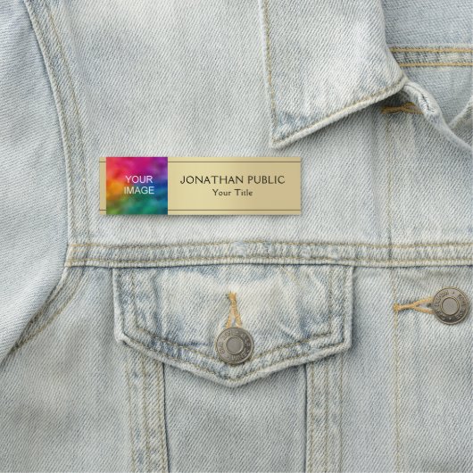 写真またはビジネスロゴをここにアップロードするテンプレート 名札 (インサイチュ)