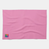 写真またはロゴのアップロード文字カスタムトレンディーピンクかわいい キッチンタオル (横)