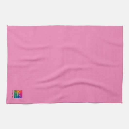 写真またはロゴのアップロード文字カスタムトレンディーピンクかわいい キッチンタオル (横)