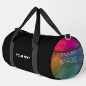 写真またはロゴのアップロード文字買オンラインジムの追加 ダッフルバッグ (右コーナー)
