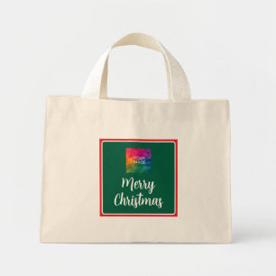 写真またはロゴのアップロードMerry Christmasテンプレート ミニトートバッグ