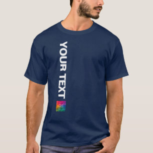 写真またはロゴをここに追加文字Mens Navy Blueトレンディー Tシャツ