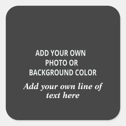 写真または背景色。テキストスロー スクエアシール (正面)