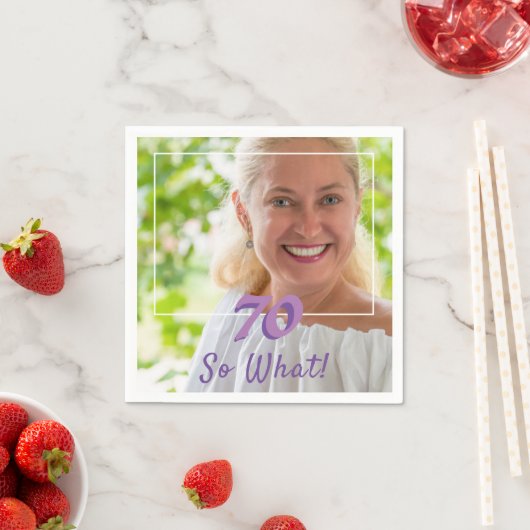 写真やる気を起こさせるを追加する70誕生日 スタンダードカクテルナプキン (インサイチュ)