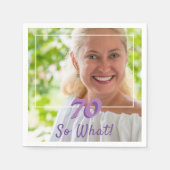 写真やる気を起こさせるを追加する70誕生日 スタンダードカクテルナプキン (正面)