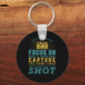 写真やる気を起こさせる引用文ライフはカメラに似ている キーホルダー (正面)