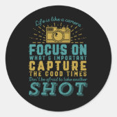 写真やる気を起こさせる引用文ライフはカメラに似ている ラウンドシール (正面)