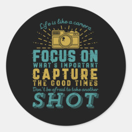 写真やる気を起こさせる引用文ライフはカメラに似ている ラウンドシール