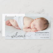 写真ようこそ書道誕生のお知らせカード 案内状 (正面/裏面)