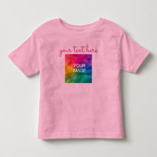 写真をアップロードしてテキストを追加 ピンクの赤ちゃん用両面プリント トドラーTシャツ