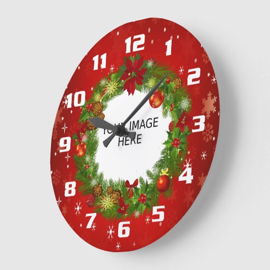 写真をアップロード自分のクリスマスカスタムを作成 ラージ壁時計 (傾斜)