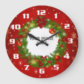 写真をアップロード自分のクリスマスカスタムを作成 ラージ壁時計 (正面)