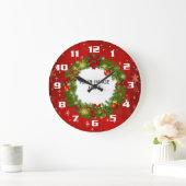 写真をアップロード自分のクリスマスカスタムを作成 ラージ壁時計 (ホーム)
