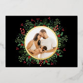 写真をカスタマイズしたリースのクリスマスカード 箔シーズンカード (正面)