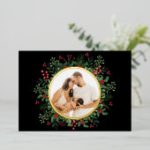 写真をカスタマイズしたリースのクリスマスカード 箔シーズンカード (立ち正面)