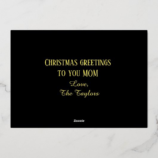 写真をカスタマイズしたリースのクリスマスカード 箔シーズンカード (裏面)