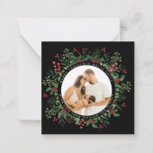 写真をカスタマイズした植物グリーンのクリスマス ノートカード (正面)